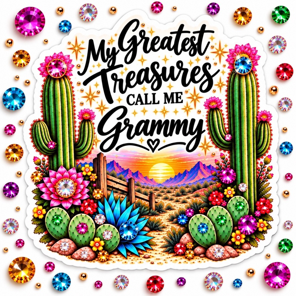 Personalized Grammy Vinyl Decal Sticker  Customized Birthstone Rhinestones Gift